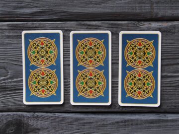 Tarot cards on a wooden table